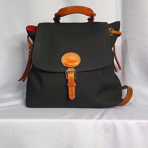 Dooney & Bourke Navy Blue and Tan Backpack